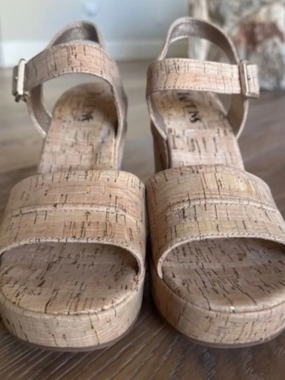 Korks Bardot II Wedge Comfort Sandals Natural Cork Platform Size 9